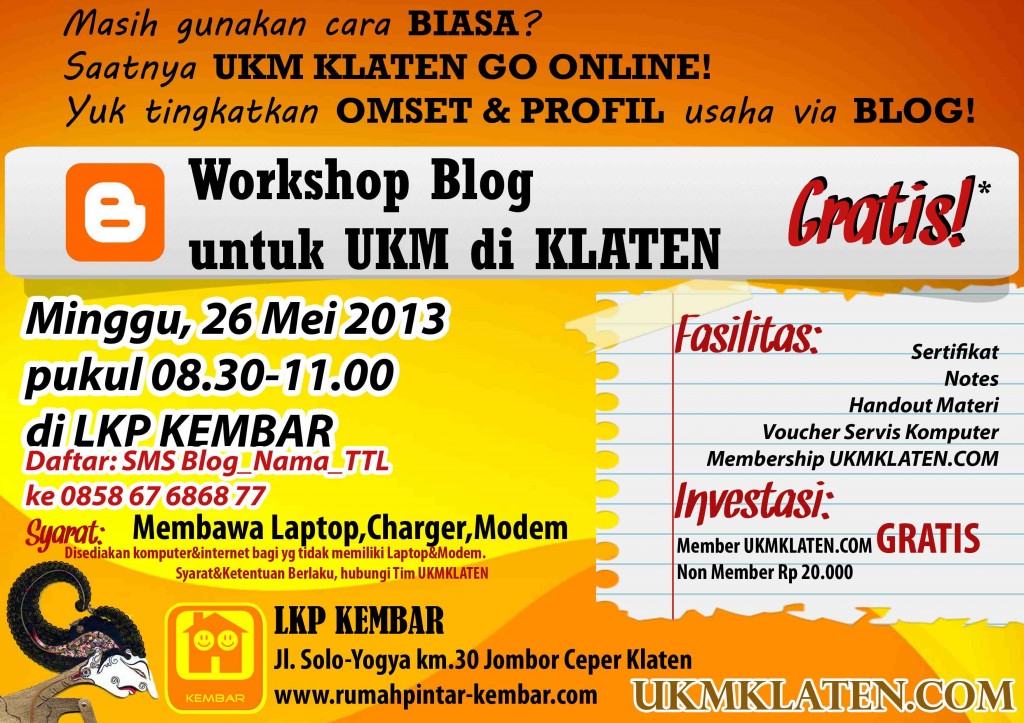 poster workshop blog UKM KLATEN GRATIS